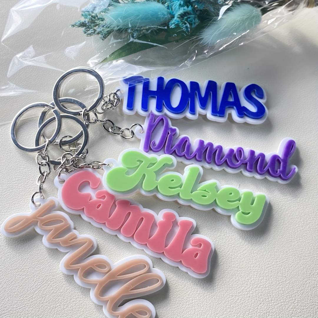 

Custom Glitter Acrylic Keychain - Personalized Name & Date, Colorful Letter Charm For Bags & Backpacks Purse Charms For Handbags Bag Charms For Handbags