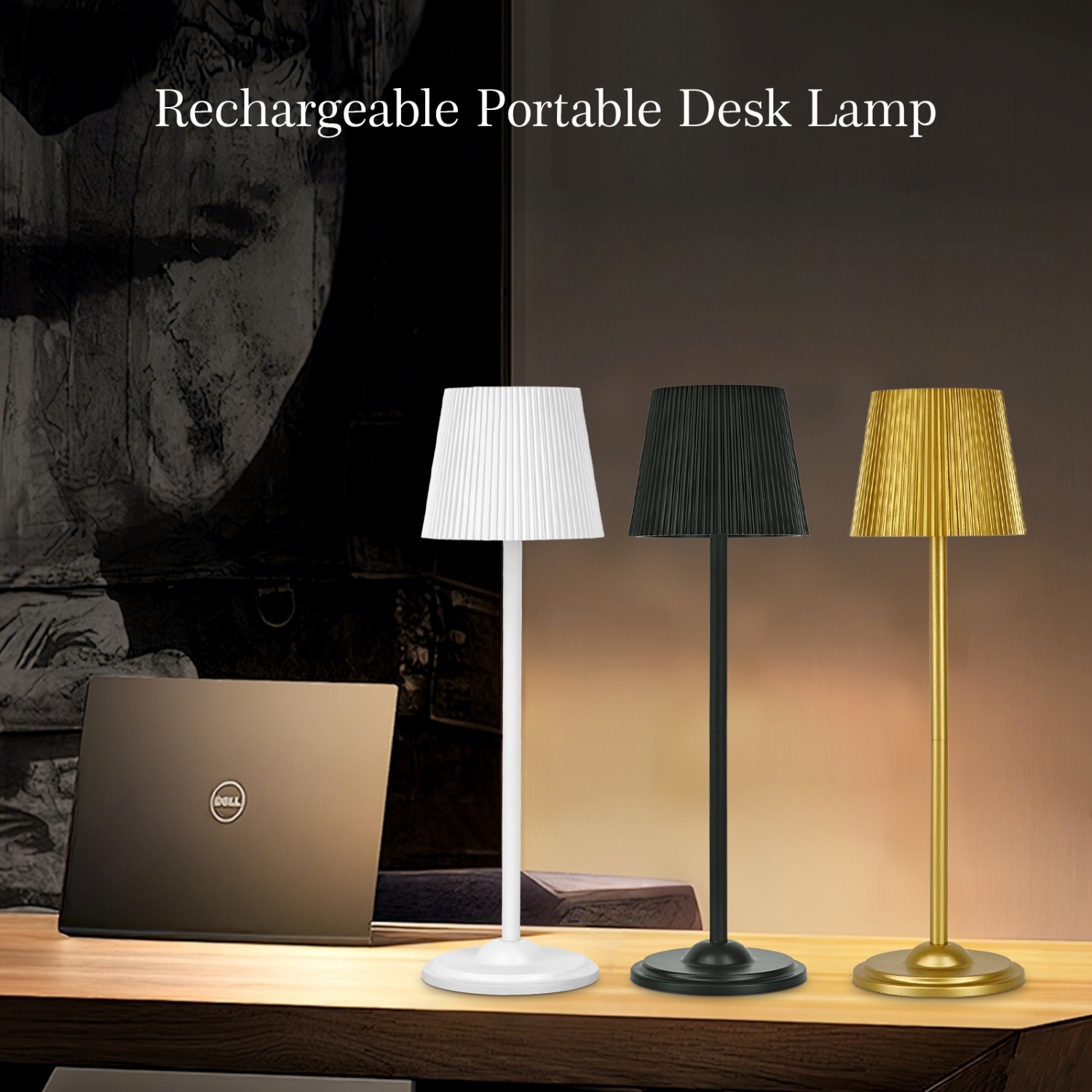 Two-Pack Portable LED Rechargeable Desk Lamps with Touch Control