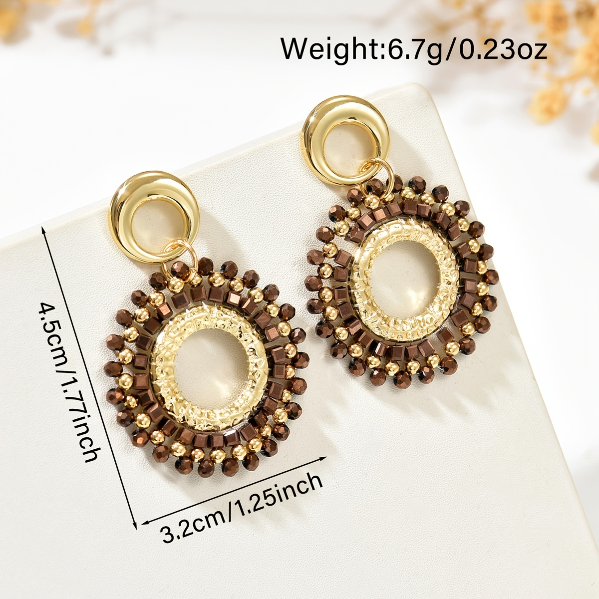Bohemian Ethnic Hand-woven Beaded Round Pendant Earrings