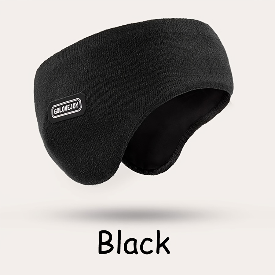 TEMU 1pc Men's Winter Beanie With Ear Protection, Knit Fabric Warm Earflap , Unisex Earmuff Beanie, Machine Washable, Polyester & Spandex - Ideal For Running, Riding, Travel & Camping