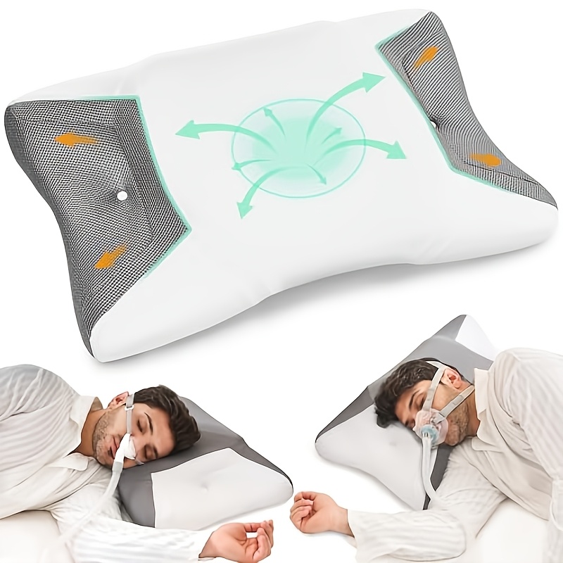 TEMU Cuscino CPAP per chi su un fianco, cuscino sagomato in memory foam con ergonomici per maschere CPAP, per il , perdite della maschera, apnea gli