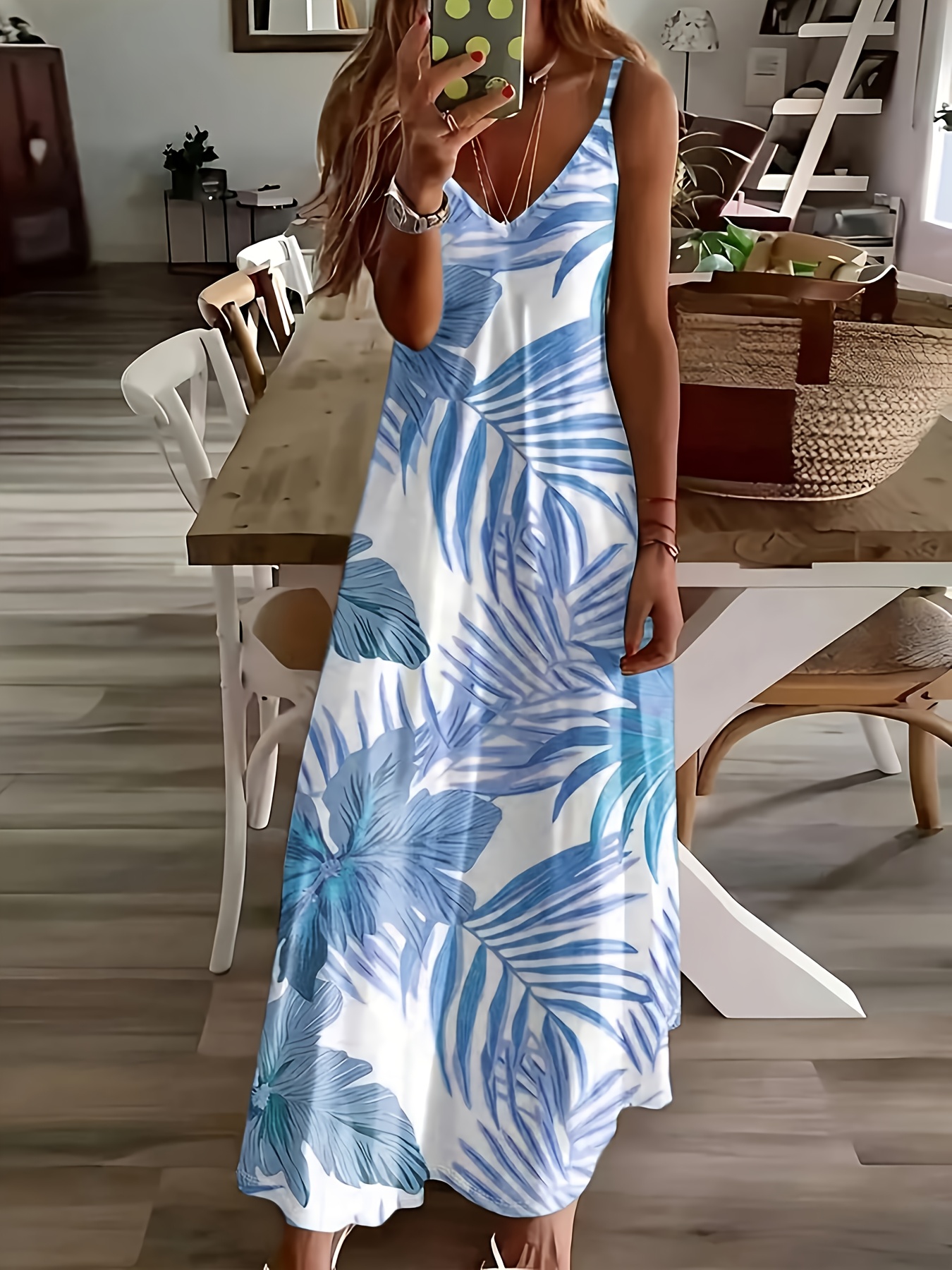 tropical maxi dress sold on Temu United States