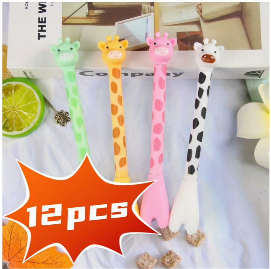 12 cute giraffe gel pens stylish and realistic design smooth black ink   for   back to school stationery kawaii supplies   writing tools Product details 22