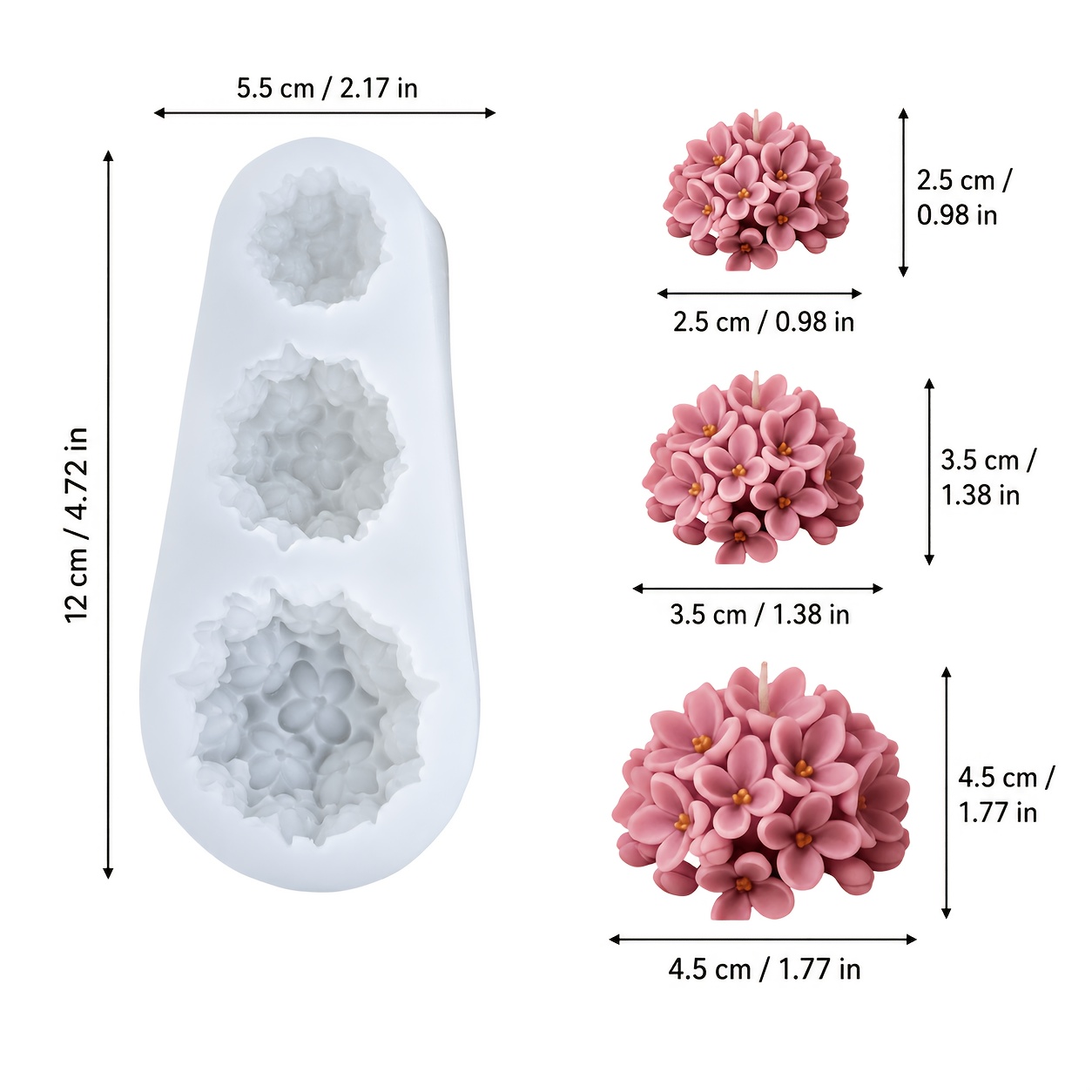 TEMU 3d -shaped Hydrangea Flower Silicone Mold, Cluster Candle Mold For Scented Wax Gypsum Resin, Romantic Wedding Favor Ornament, Bridal Shower Gift