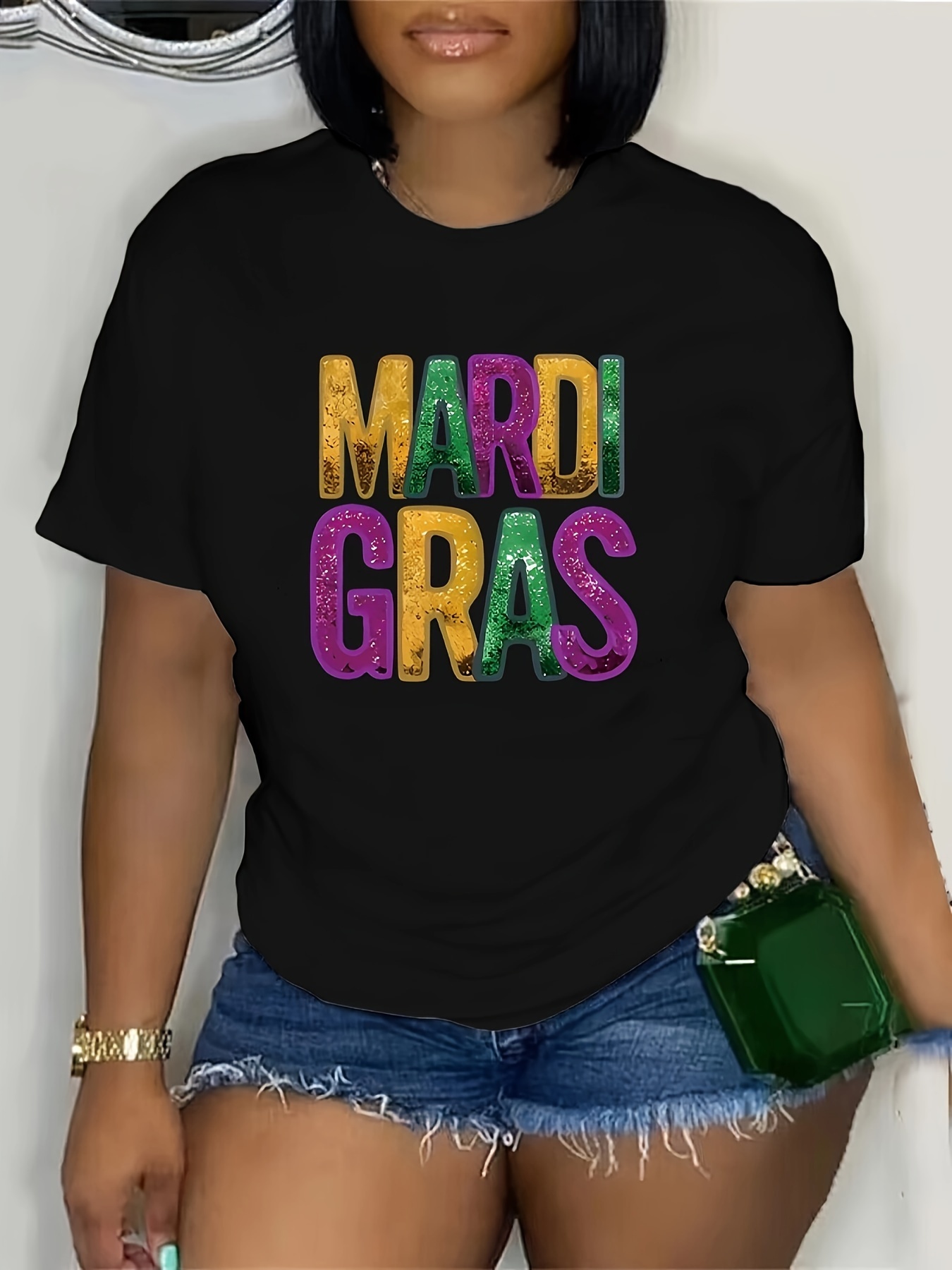 Letter Print T shirt Plus Size Casual Crew Neck Short Sleeve - Temu ...