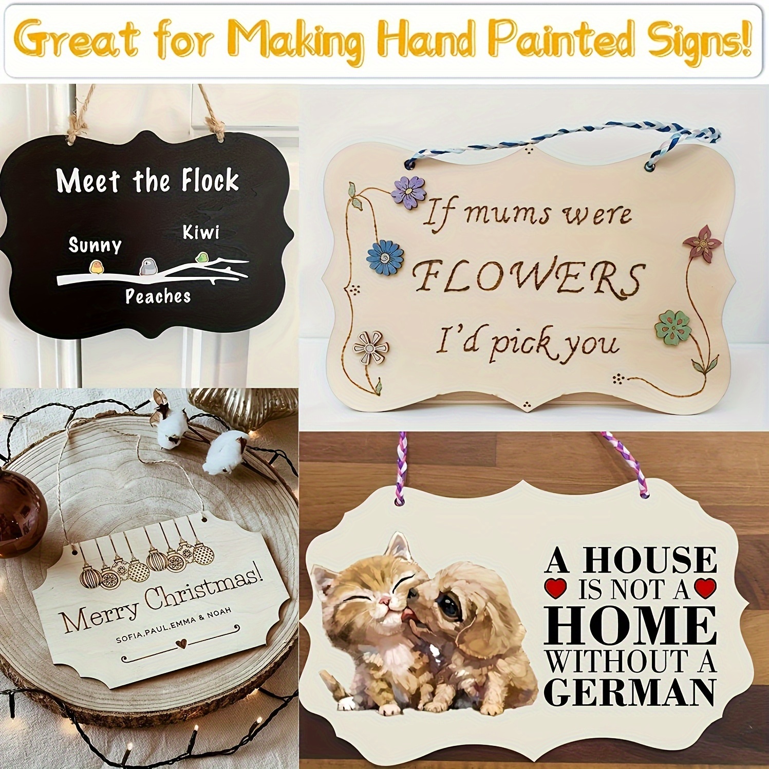 

12pcs/set, Wooden Blank Hanging Sign, Diy Wooden Painting Decorative Sign Craft, Home Decor, Gift, Play Your Imagination