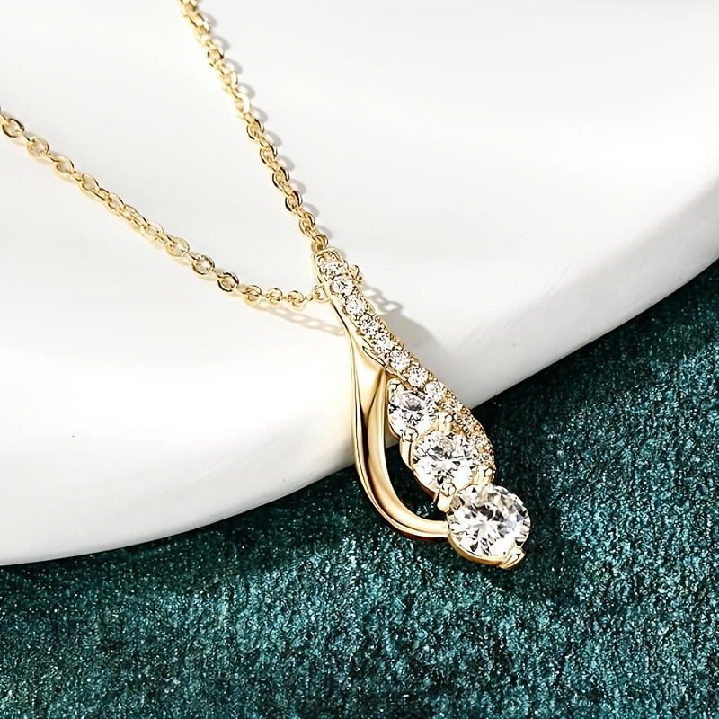 925 Sterling Silver Moissanite Necklace with Three Pendants