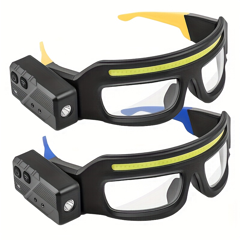 led outdoor headlamp head mounted flashlight glasses   torch cool design multiple adjustable brightness levels independent control rotatable beam strobe mode outdoor gear suitable for night running cycling fishing craft work
