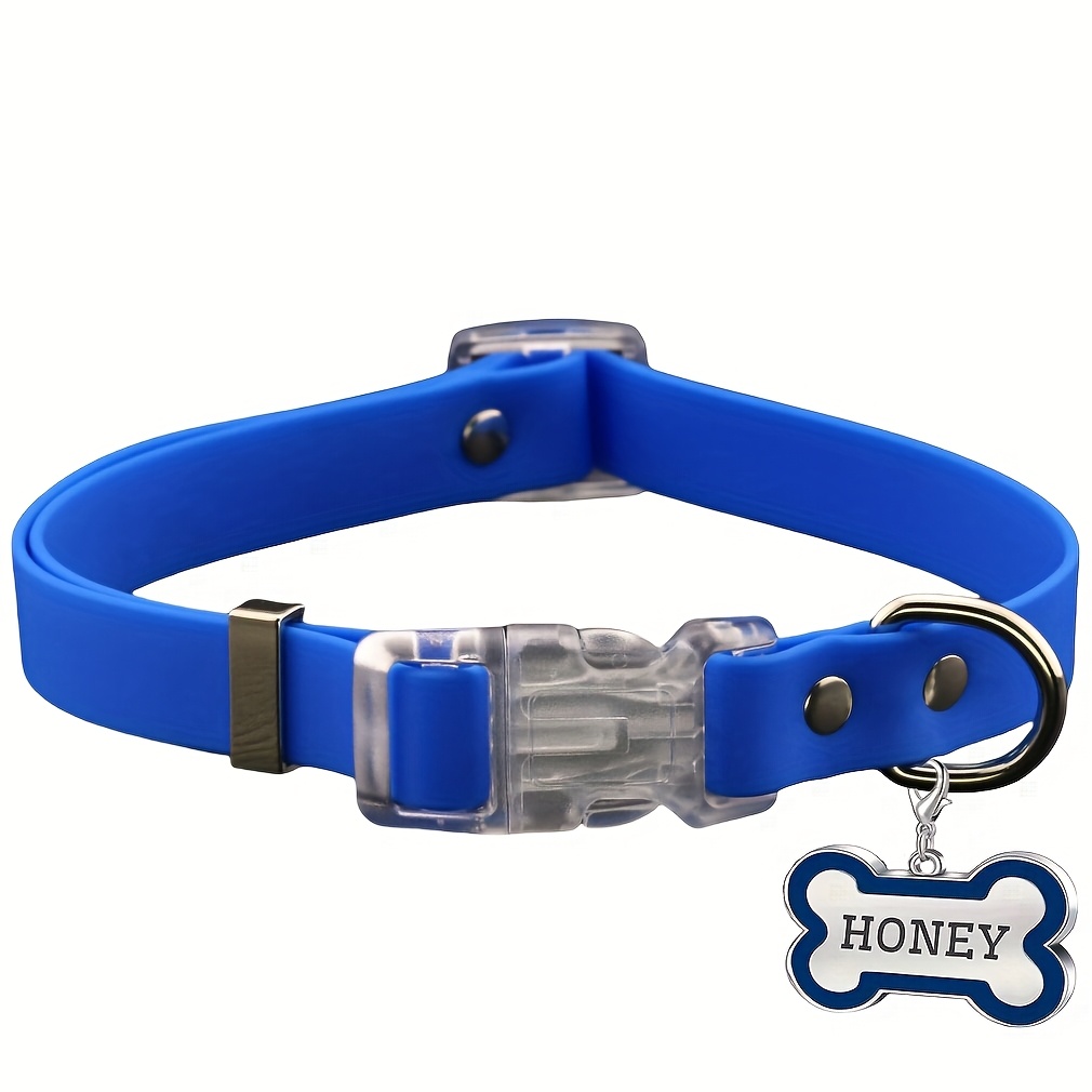 Personalized PVC Pet Collar with Engravable Name Tag & Adjustable Leash