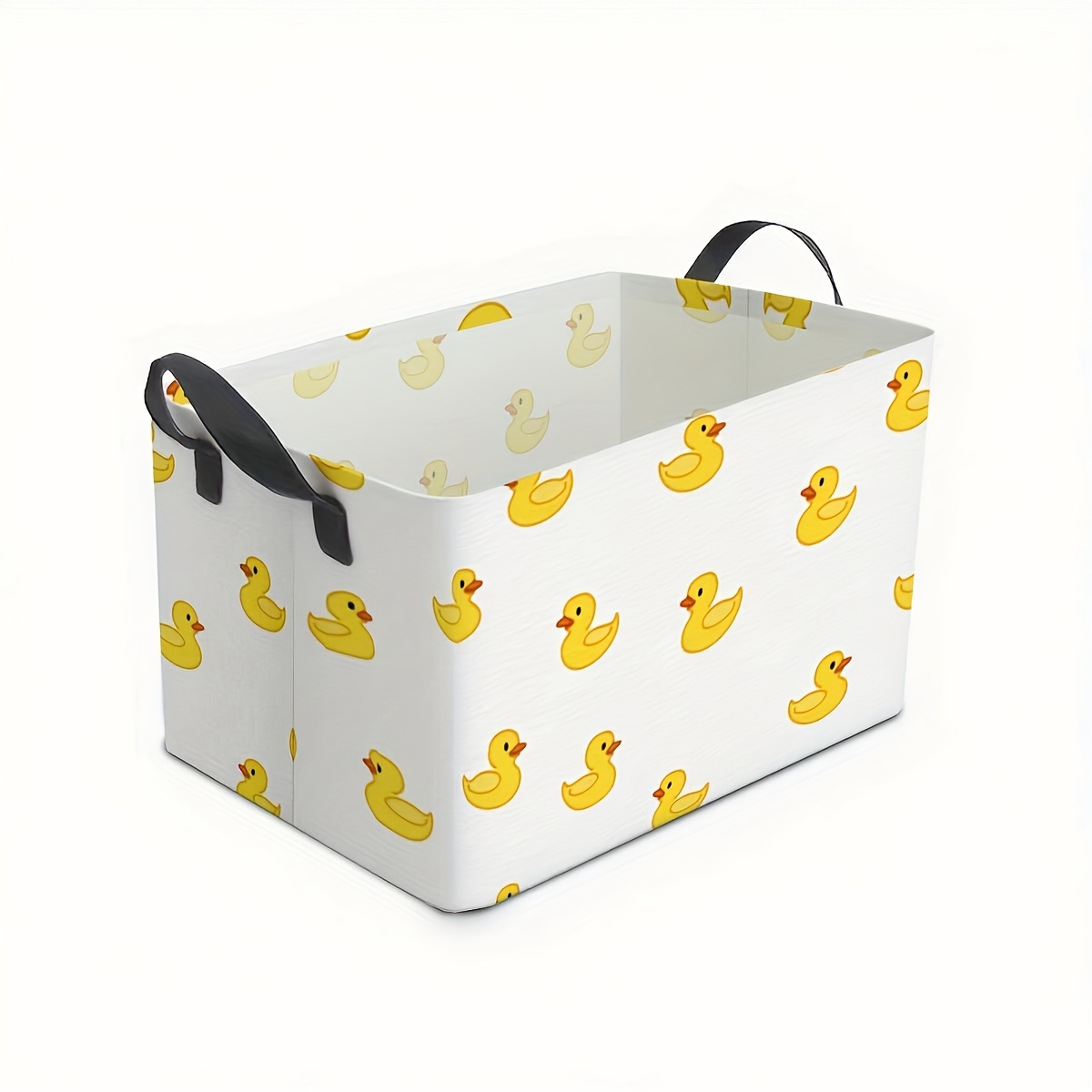 TEMU 1pc Large Duck Print Laundry Hamper With Duck - Foldable Canvas Storage Basket Suitable For, Room, Playroom, Large Capacity, Lightweight Sturdy