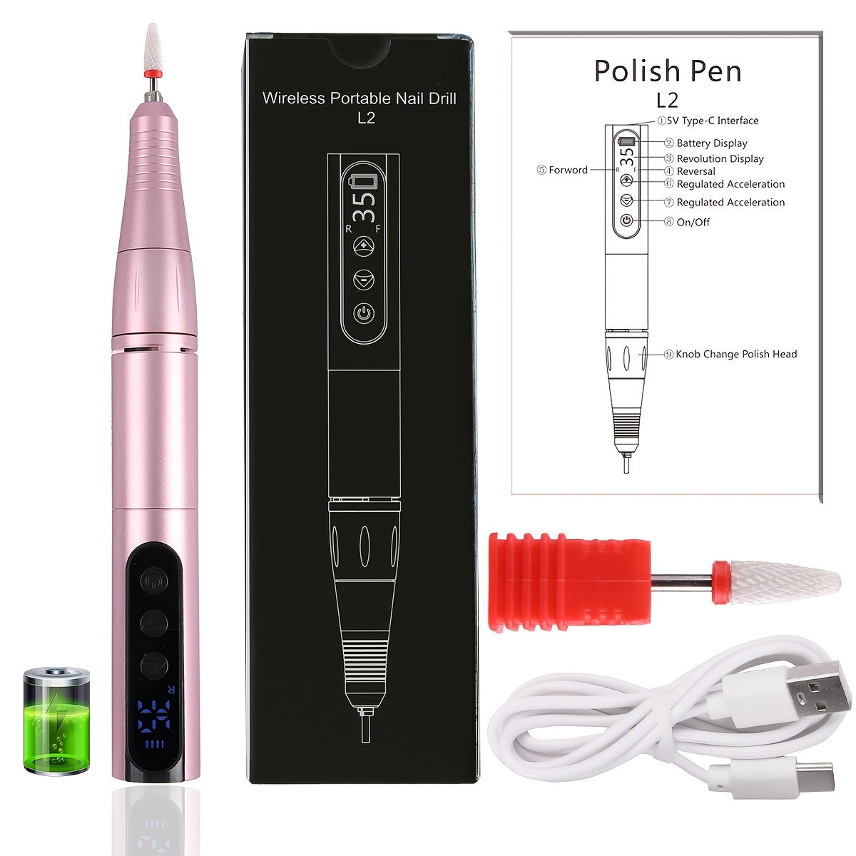 35000rpm Wireless Nail Drill Pen Usb Nail File Polishing Pen