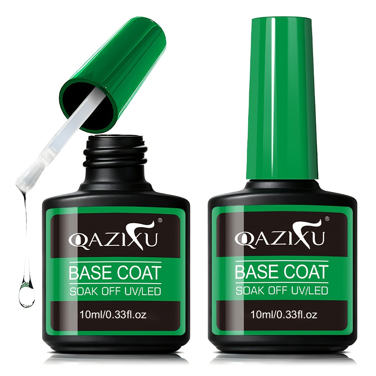 2-pack Gel Nail Base & No-wipe Set - 10ml Each | 21+ Days Long-lasting | High Shine & Removable | Professional For Diy
