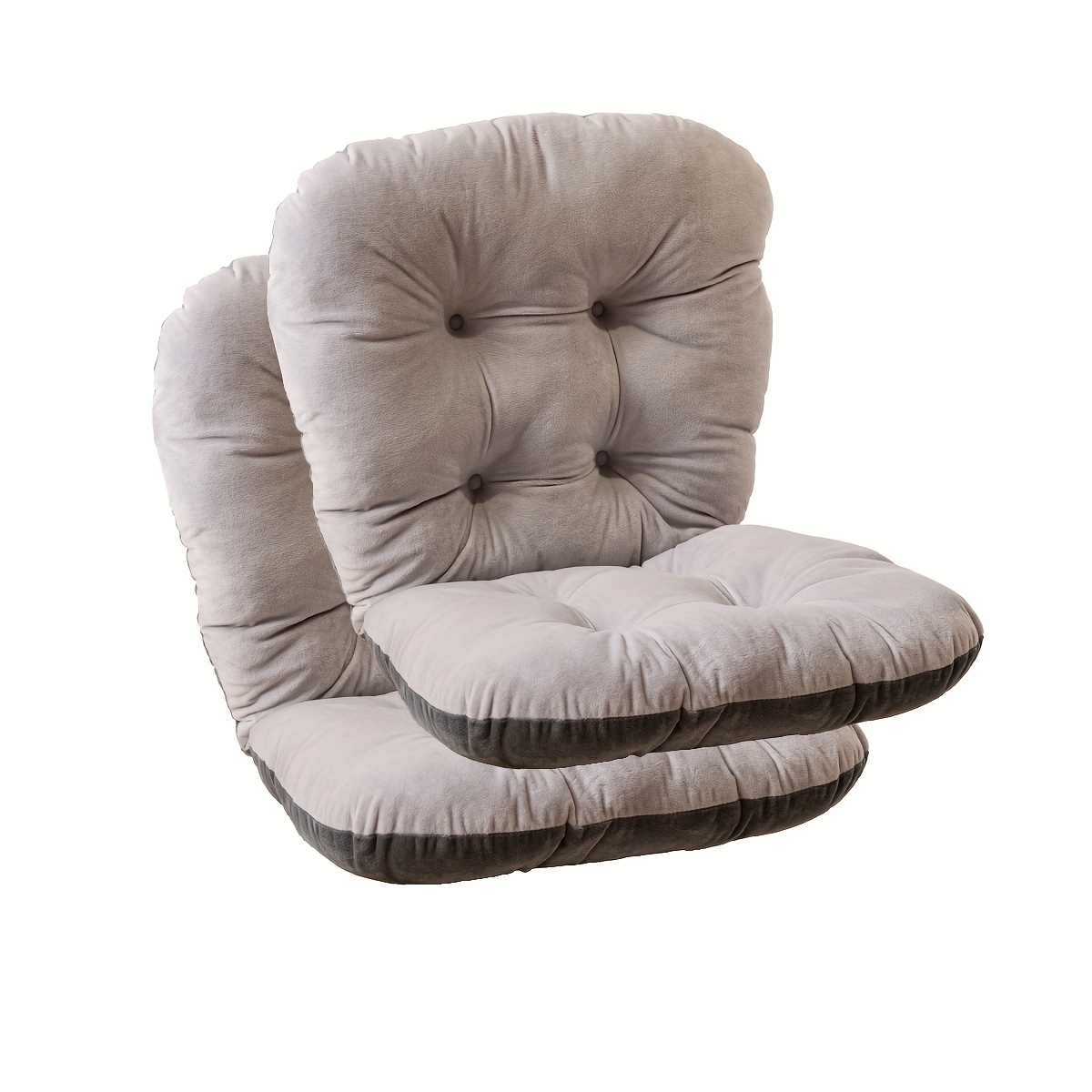 Image of 2pcs Thickened Chair Cushions, With Extra-thick Support For The Seat And Backrest, Comfortable And Soft, Suitable For - Plaid Chair Pads, Suitable For Office And Home Use
