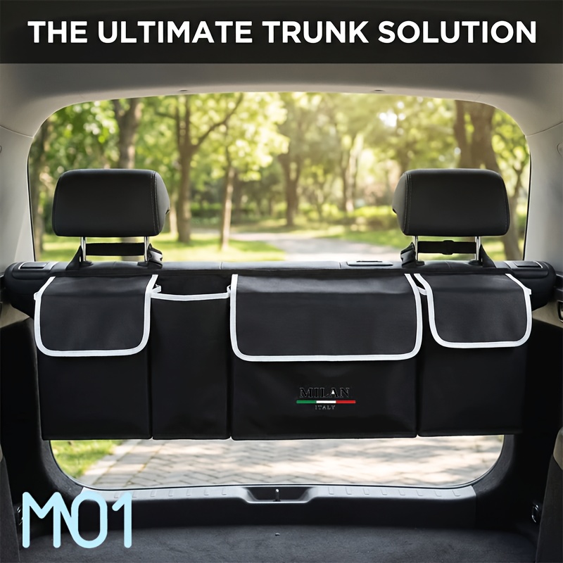 TEMU 1pc Italycar Rear Storage Bag Rear Seat Organizer Bag Car Parts Storage Bag Durable Oxford Cloth Material The For Storing Everyday Travel