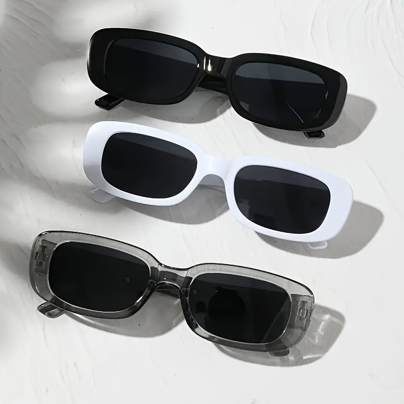 

3pcs Hip Hop Fashion Fashion Glasses For Women - Cool Rectangular Frame, Anti-reflective Lens, Beach & Party