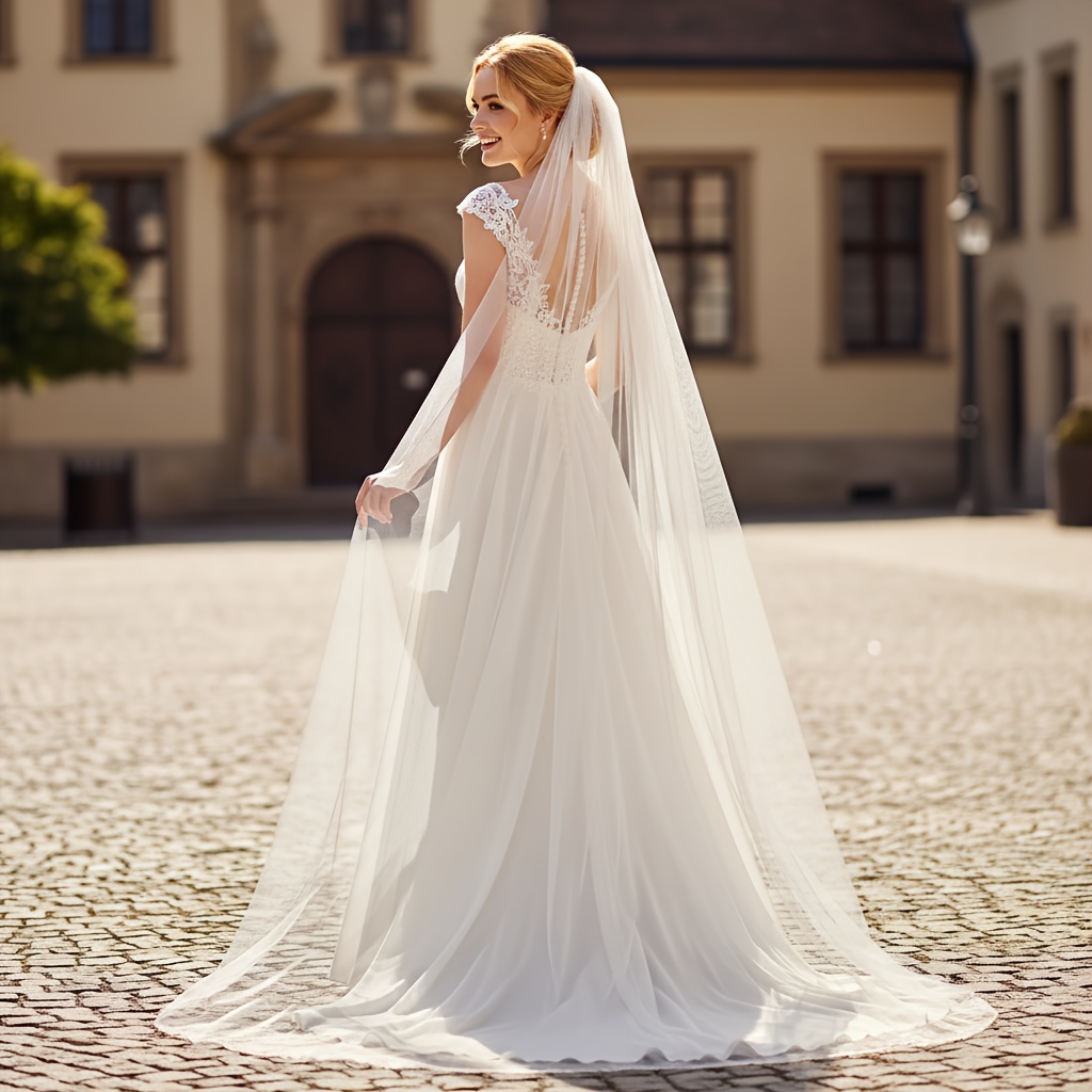 a long cathedral bridal veil a length 200cm 78 74 inches  display picture 1