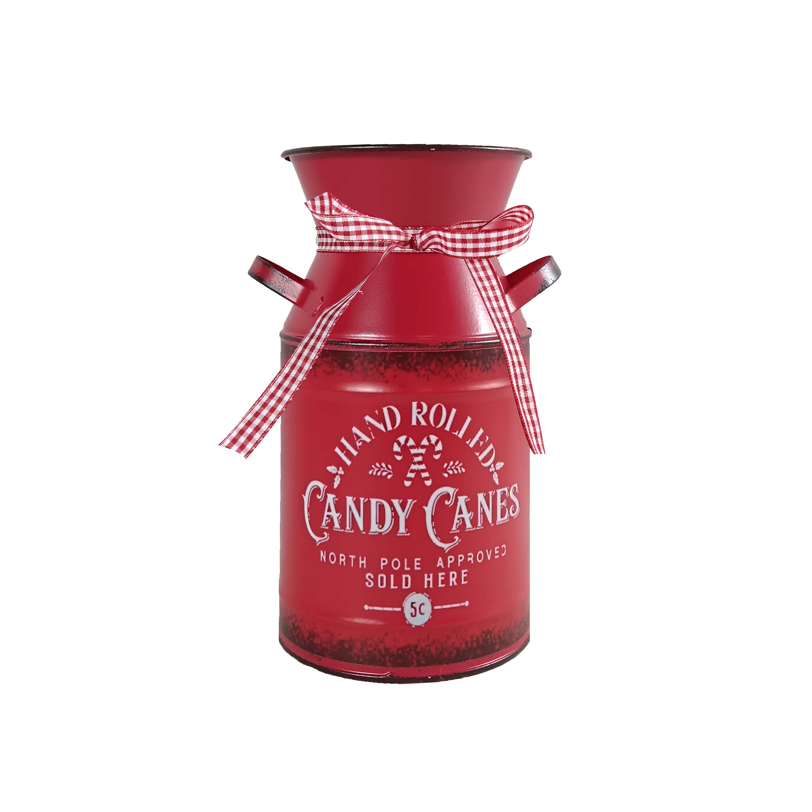 TEMU 3 Christmas Decorative Vases Are Made Of And Decorated With Checkered Ribbons Printed With Christmas-related Text. Are Used To Decorate The