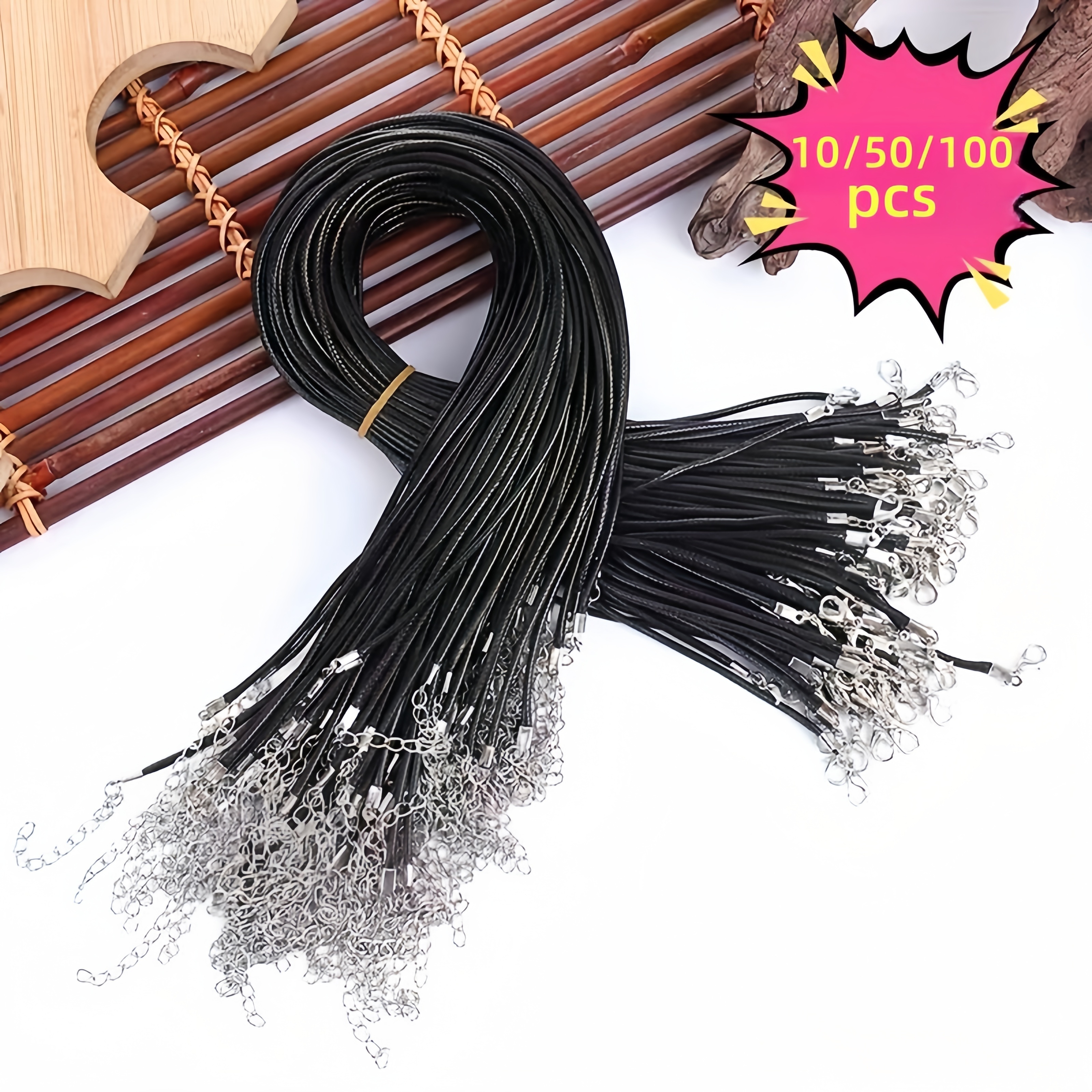 

10/50/100pcs Of Black Waxed Jewelry Making Rope