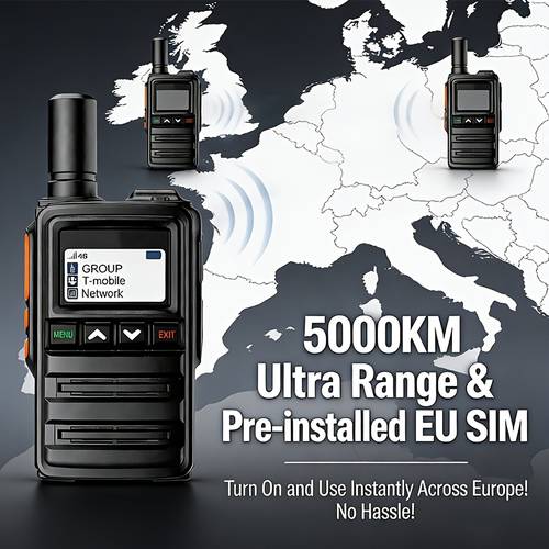 long range walkie talkie two way radio coverage throughout europe 5000km unlimited intercom sim card used when powered on long outdoor emergency communication equipment 2 units