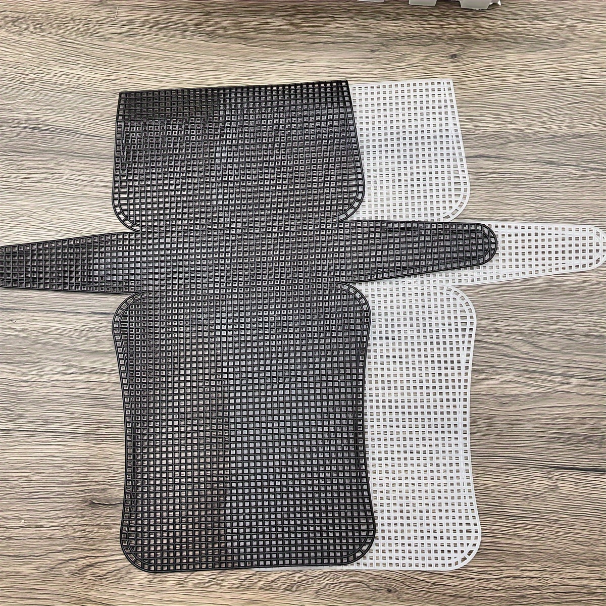 2pcs/set White Mesh Bag Webbing, Hand-woven Knitting Material, Plastic Stiffening Crochet Hook, Round Stiffener Pad For Bag Making