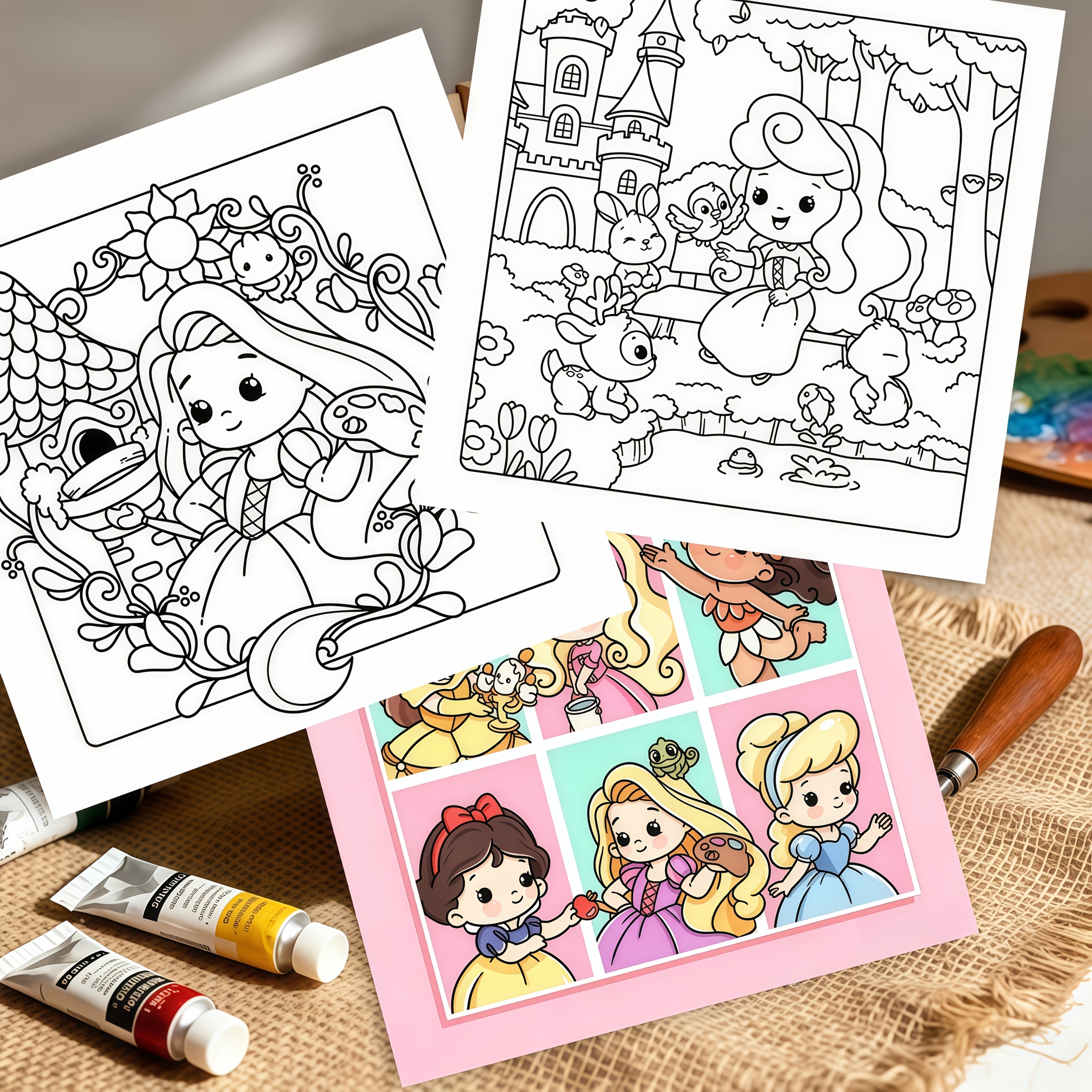 TEMU 1-book, 24 Pages, 7.87 X 7.87 Inches, Fairy Tale Princess Coloring Book. Helps Children Fine Motor Skills And Color Recognition. A Screen-free