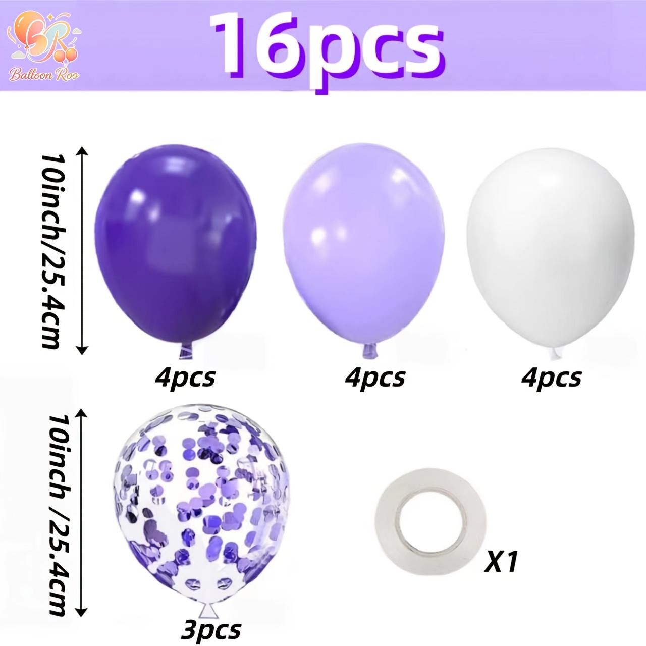 TEMU Set di 16 palloncini in lattice viola e , palloncini in lattice viola , un nastro, per San, , stagione di laurea, feste di Capodanno, di ,