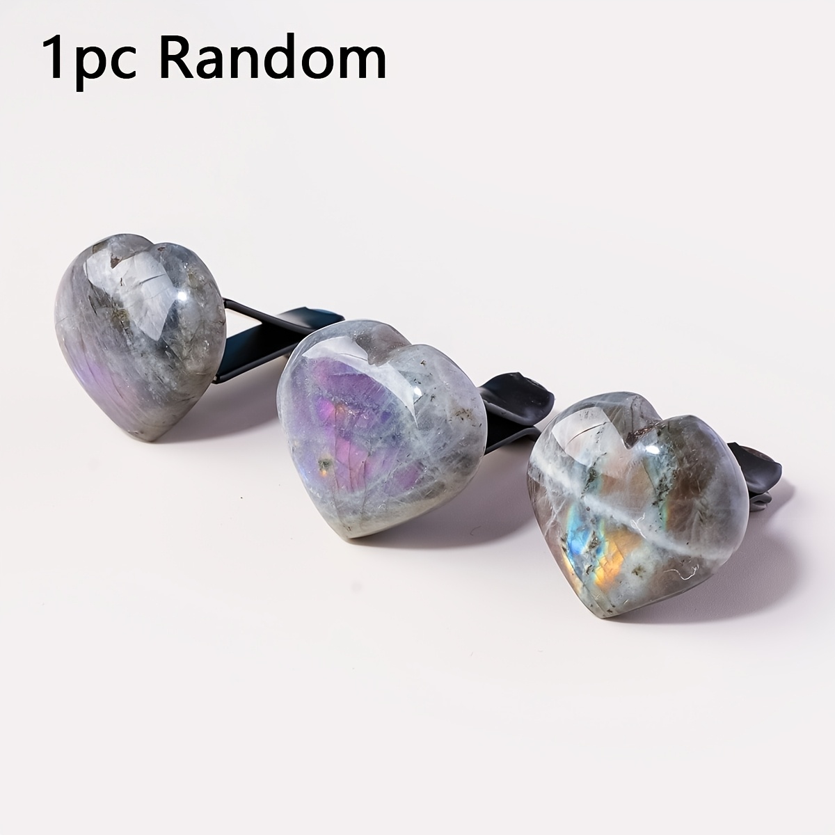 TEMU 1pc Clip de ventilation de voiture de cœur de labradorite naturelle aléatoire - Diffuseur d'aromathérapie en cristal pour voiture, cadeau de