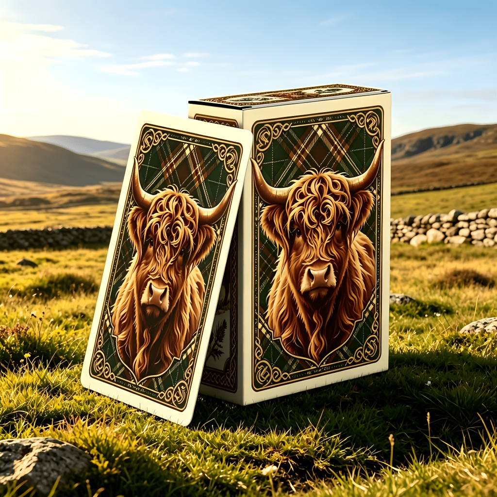 TEMU Highland Cow Themed Playing Cards, 54pcs Unique , Smooth Texture, Durable, Non-slip Surface Texture Craft, Suitable For Party Entertainment,