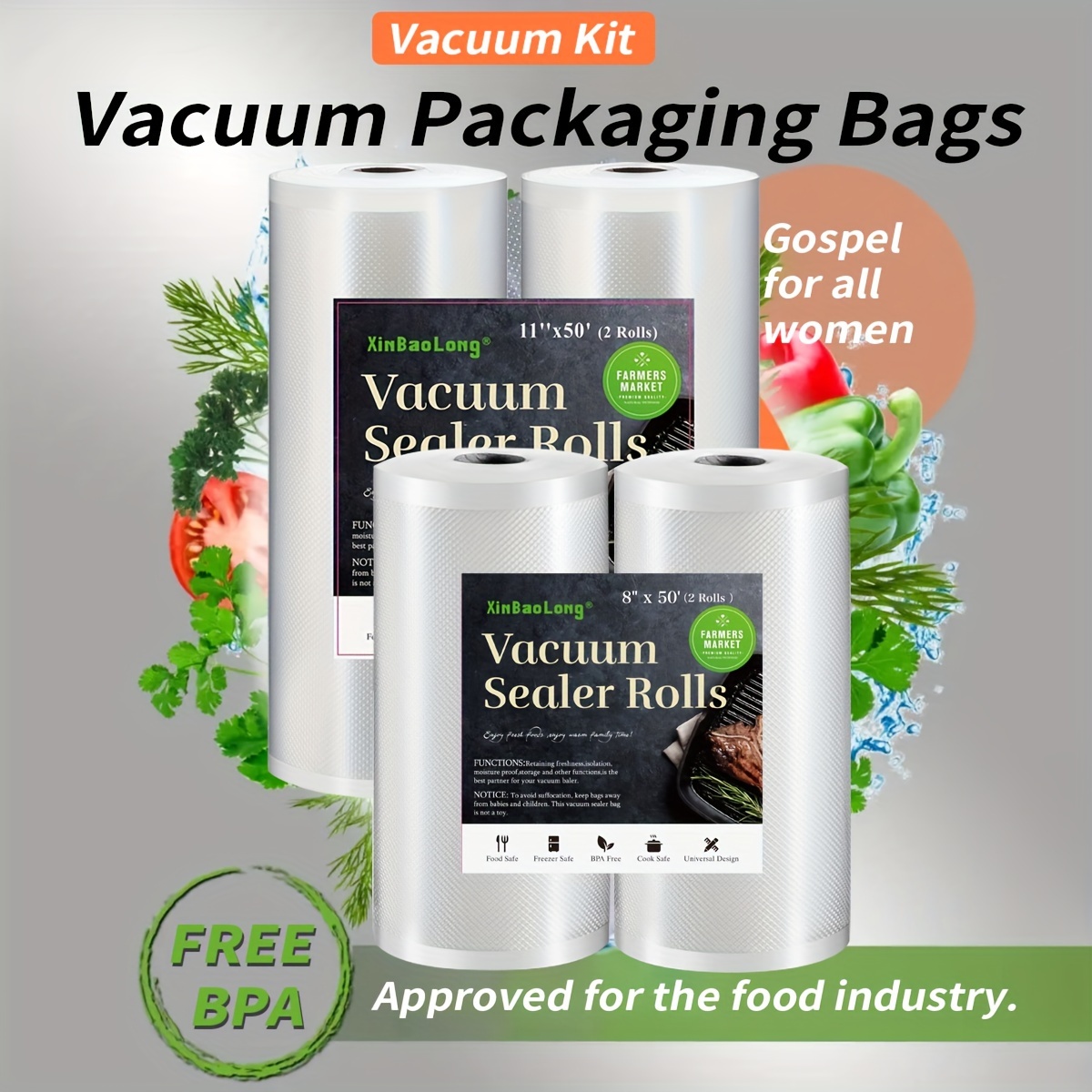 

2pcs Vacuum Sealed Roll Bags, Using Food Grade Vacuum Sealed Pockets, Kitchen Supplies To Your For A Time