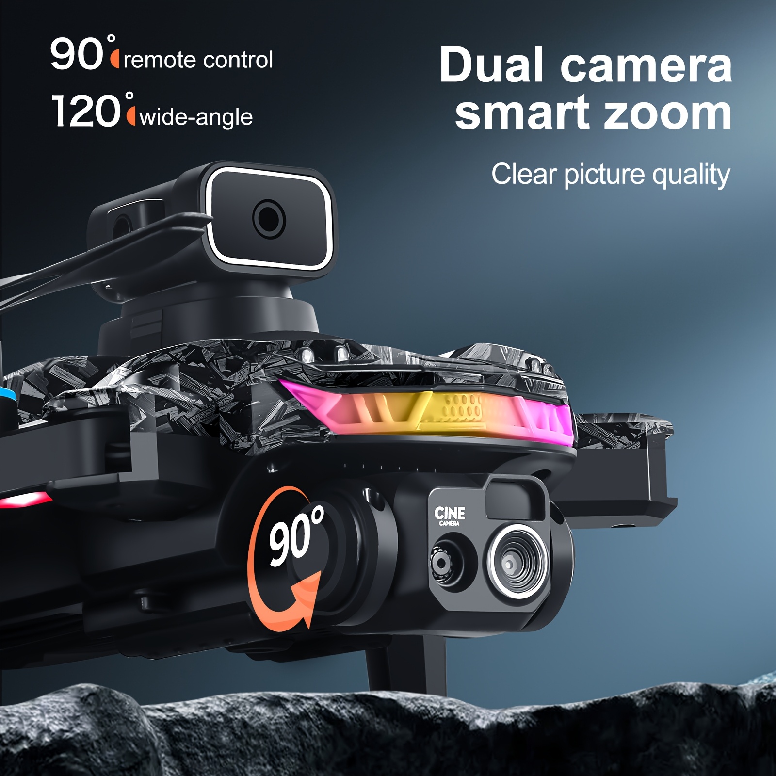 S160 Dual-Camera Drone with 4 Obstacle Avoidance Modes, Wi-Fi, Brushless Motors, LED Night Vision, 2000mAh Battery, Optical Flow Positioning - Remote Control Included, Ideal for Outdoor Adventures, JUE-FISH