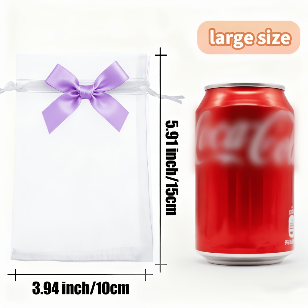 TEMU Gift For Her/him 50pcs Transparent Gift Bags With Purple Bow - Fabric Suitable For Weddings, Birthdays, Showers, Party Favors, Multifunctional