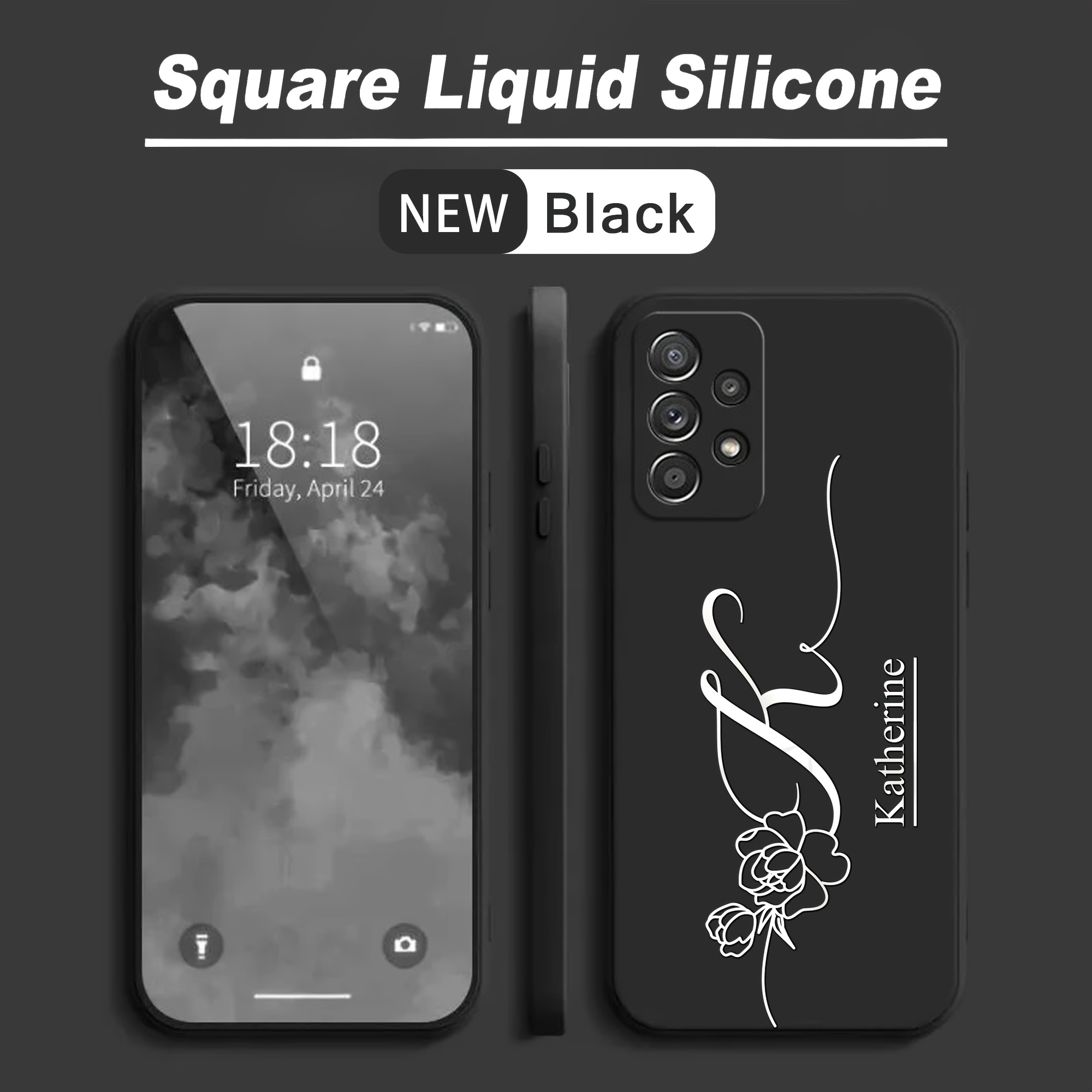 TEMU Coque de téléphone - Coque de téléphone personnalisée avec nom, lettres et fleurs DIY Compatible avec les modèles Samsung Galaxy S25 S24 S23 S22