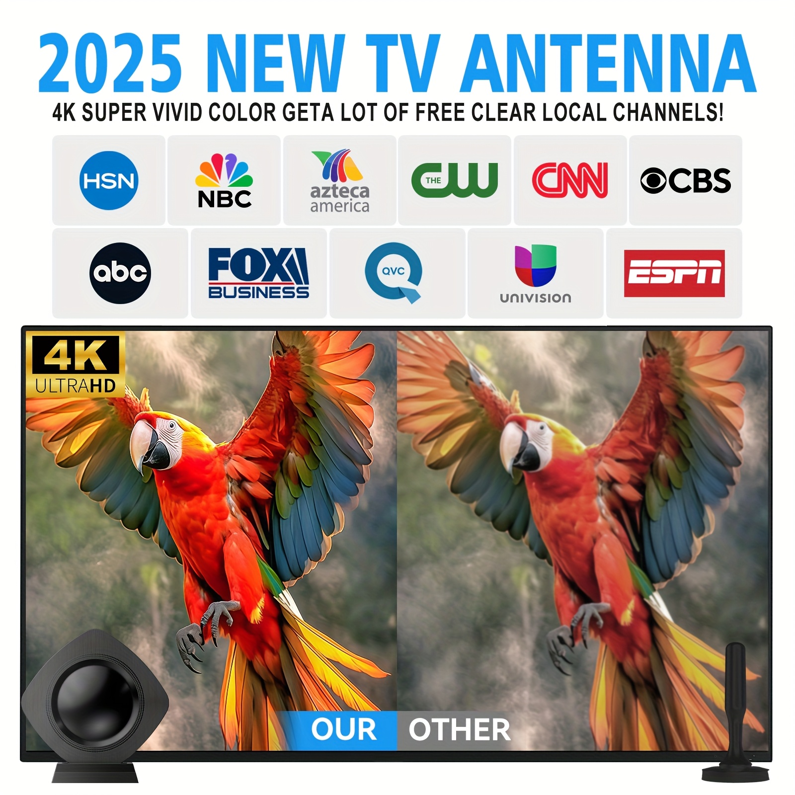 Digital TV Antenna Ultra High Definition 360° Receiving Signal Antenna 200 Kilometers Long Distance TV Antenna Small Portable Indoor Amplified High Definition Digital Antenna For Smart TV Easy To Use Suitable For New And Old TVs Quickly Watch Local
