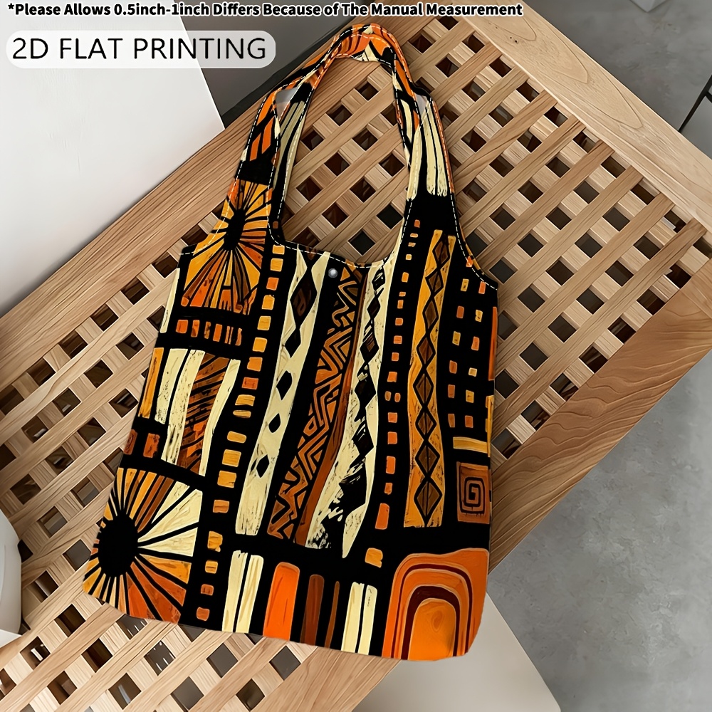TEMU 1pc Multicolor Abstract Ethnic Goddess Tote Bag - Durable Suitable For Beach, School, Shopping, Casual & Dressy Use, Open Top Carryall With