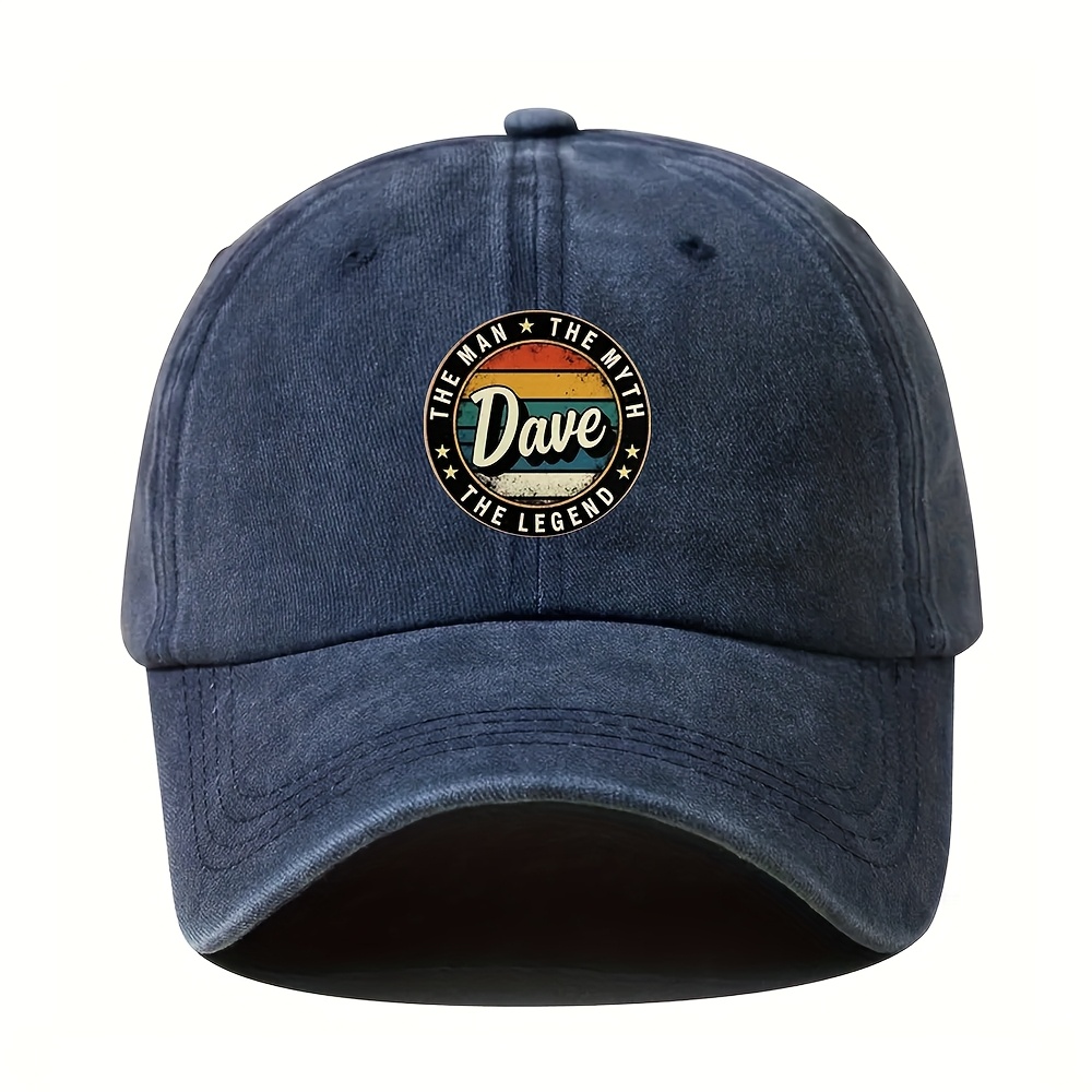 TEMU Dave The For Man The Legend" Printed Baseball , Adjustable Hat For Outdoor Activities, Unisex Outdoor Baseball , Perfect Gift Choice, Great For