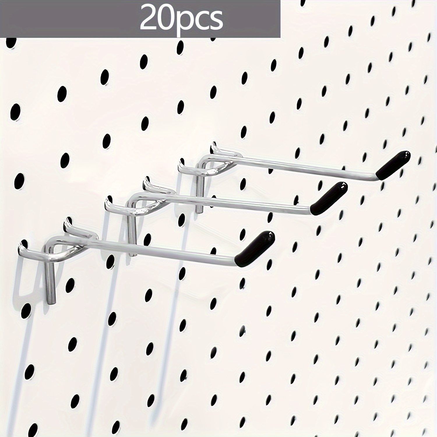 

20pcs Heavy-duty Pegboard Hooks Set - Stainless Steel, Ideal For Garage Organization & Tool Storage,