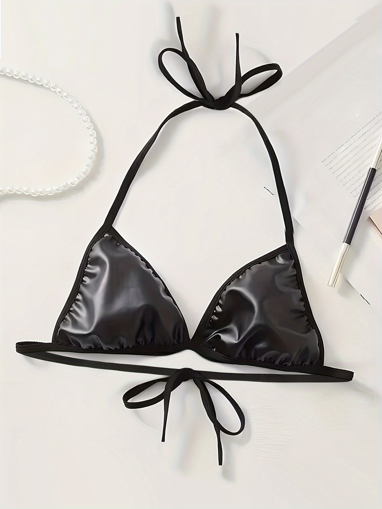 Non-Padded Halter Bra with Back Tie-Up