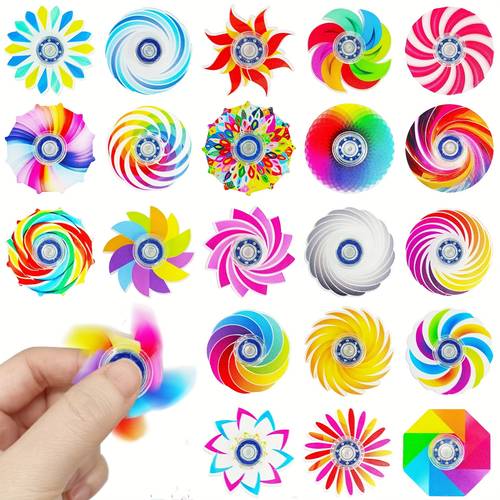 24pcs assorted acrylic fidget spinners vibrant colorful mini finger spinners durable plastic no batteries needed random styles for classroom prizes party favors candy bag fillers novelty toys accessories lightweight spinners fidget toy for halloween christmas event party supplies