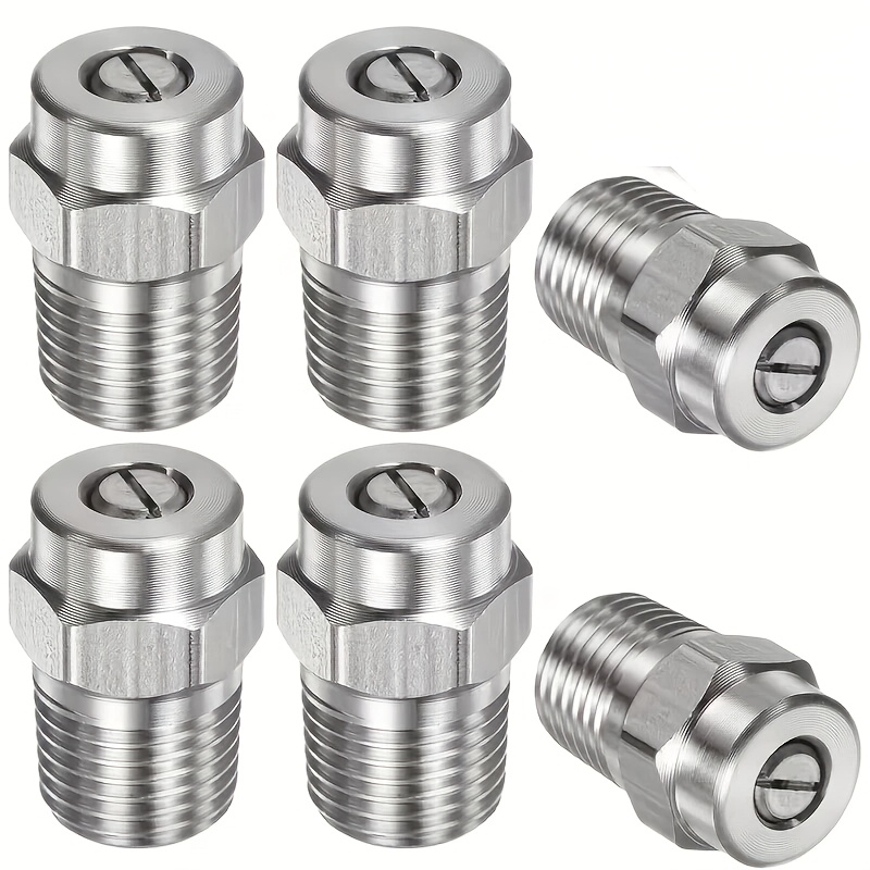 TEMU 6pcs Stainless Steel 40-degree Surface Cleaning Nozzles - 1/4" Npt Male Thread Pressure Washer Spray Head, 1.07mm , Suitable For Water Guns,