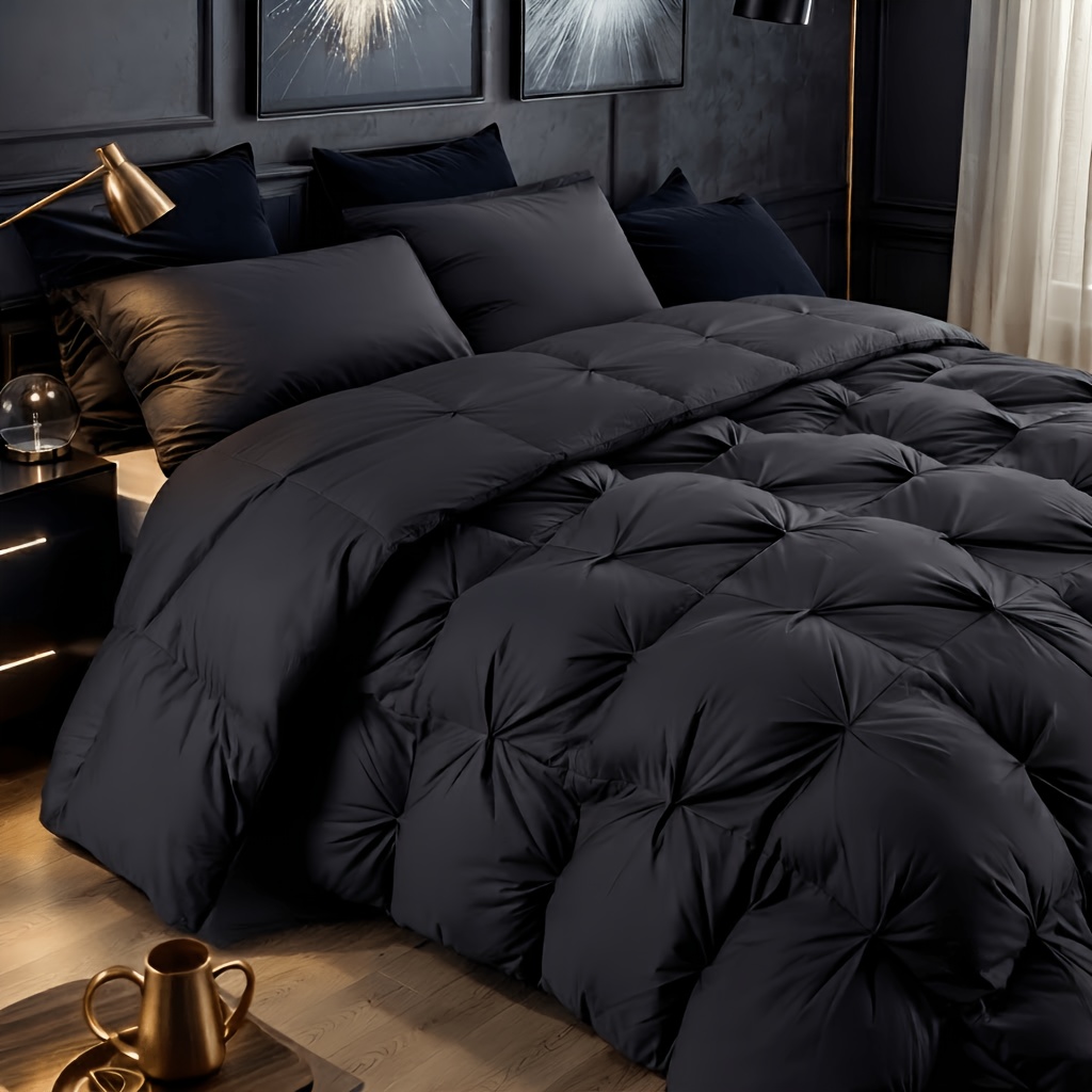 TEMU Halloween & Christmas Gift! Luxurious Pinch Goose Down Comforter, Fluffy Duvet, High Premium Down , Ultra Soft 100%, Breathable Warm , Fall
