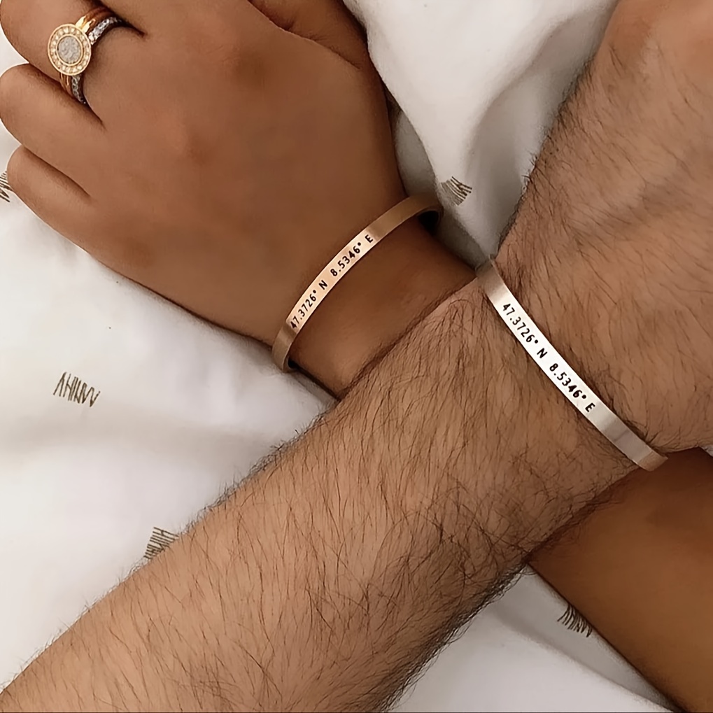 Men's 5mm Custom Coordinates Bracelet Double Sided