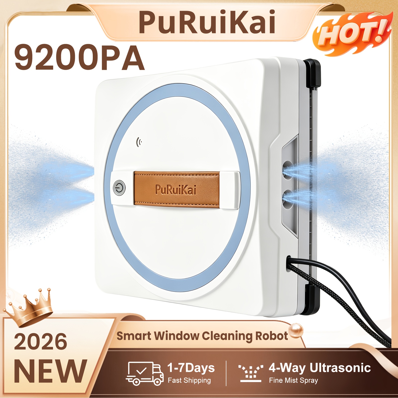Ai Cleaning Robot, 2026 Upgrade Model Mobile Wireless Control, 9200pa Strong Suction, Ai Planning, 10-layer Safety , Automatic Four-spray Water, Suitable For All Window And Wall Panel Cleaning