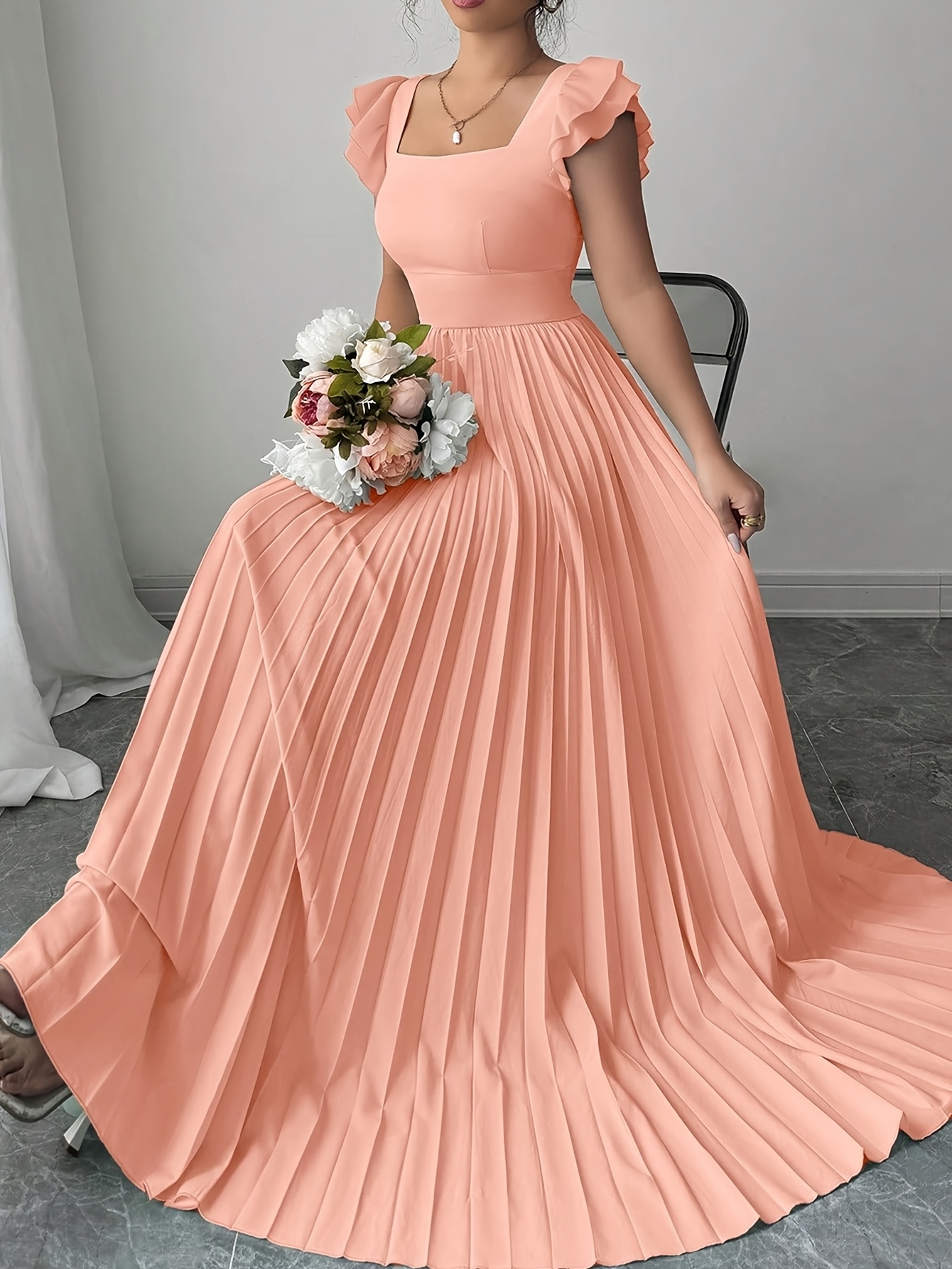 white christmas dresses Juliet Peach Garden Gown– Teuta Matoshi main image 0