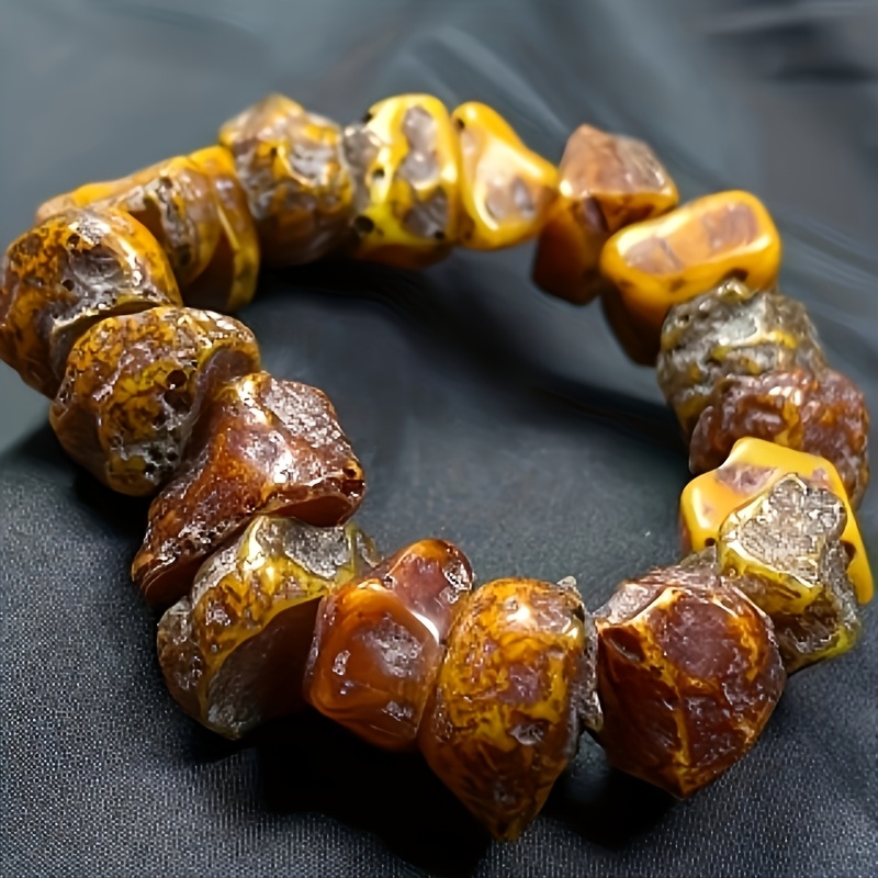 Yellow Old Beeswax Irregular-Shaped Bracelet, Unisex Gift
