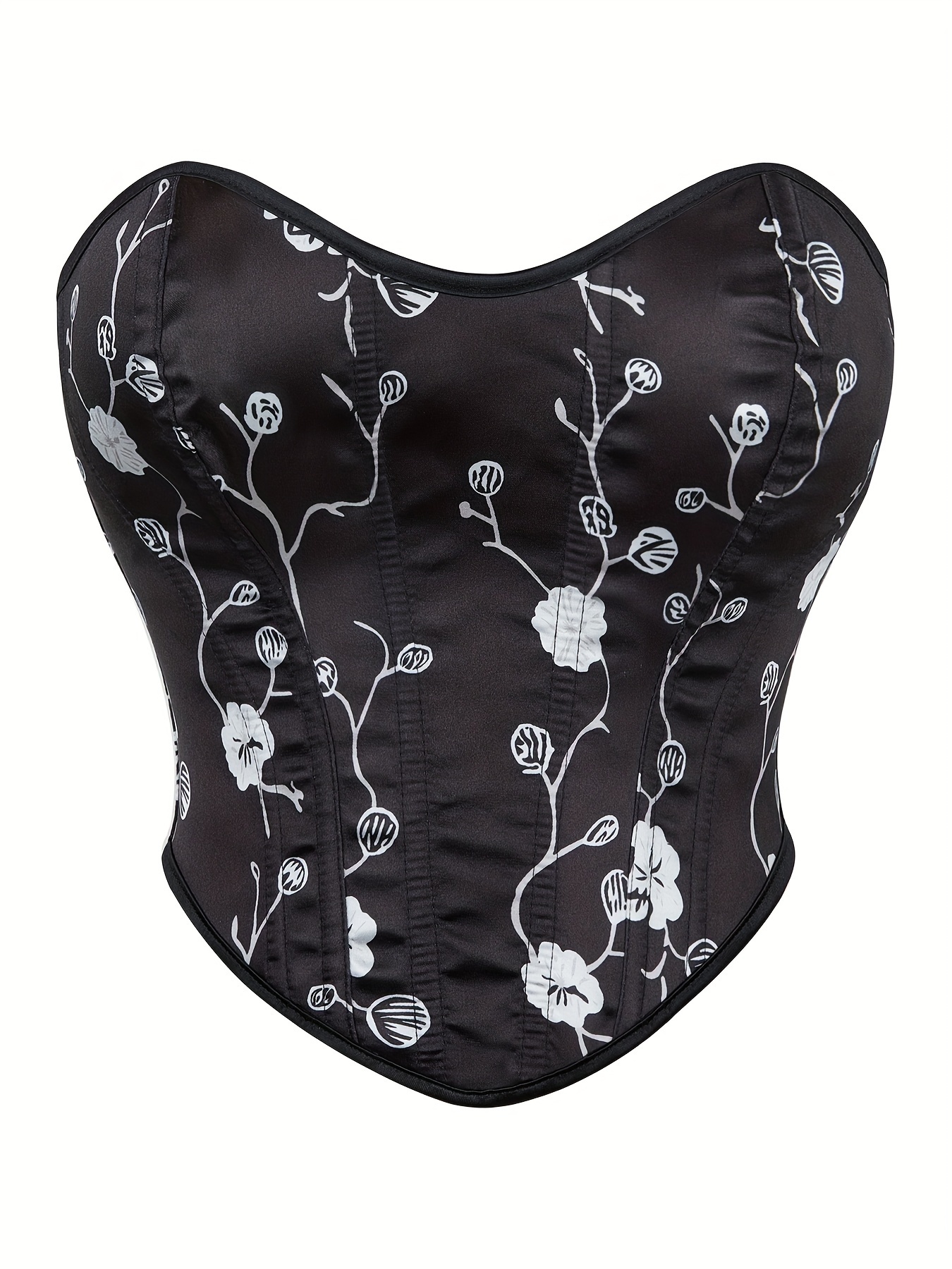 Floral Print Strapless Corset Tummy Control Slimming Zipper - Temu Canada