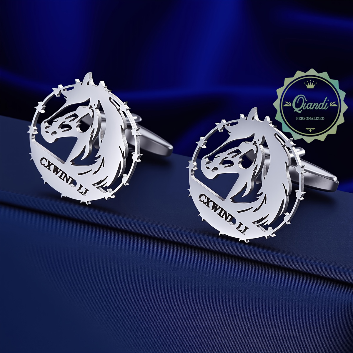 TEMU Creative Customized Horse Appearance Men's Cufflinks, Unique Round Cufflinks Festival Gift For Men,durable Adornment,highquality Stylish