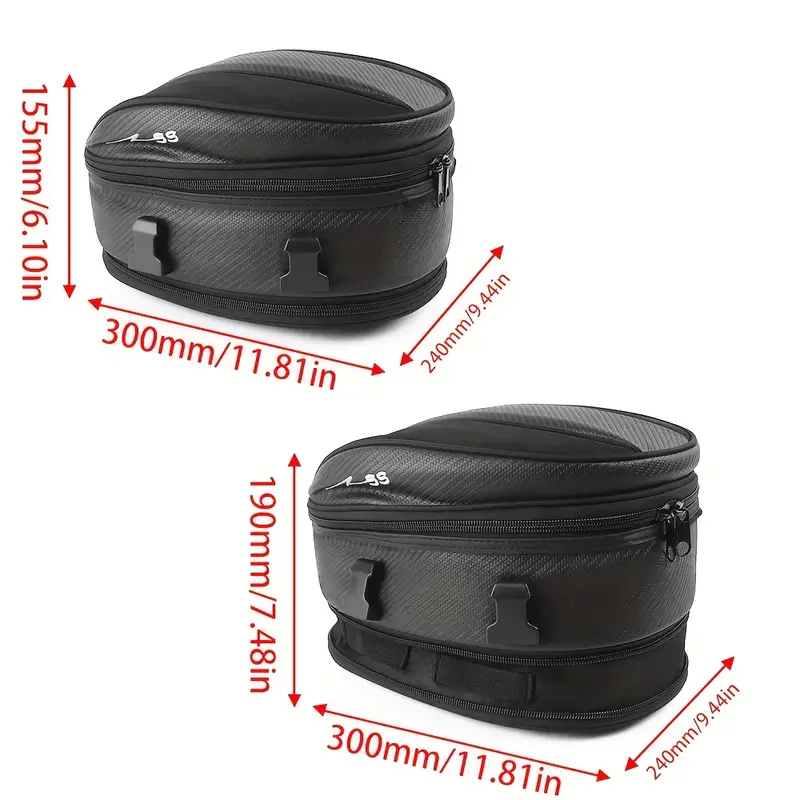10L Waterproof Motorcycle Tail Bag – Helmet/Seat Storage With Rain Cover, 5.5" X 9.4" X 11.6"