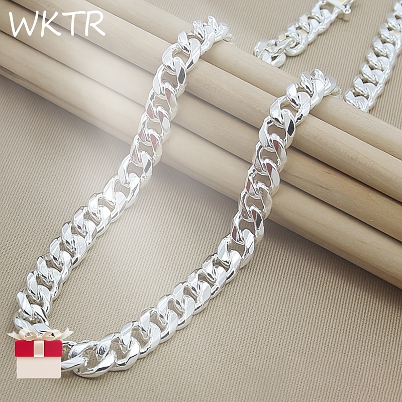 

Sterling Silver 925 Cuban Link Chain Necklace, And , Silver- Jewelry Accessory For Men And Women