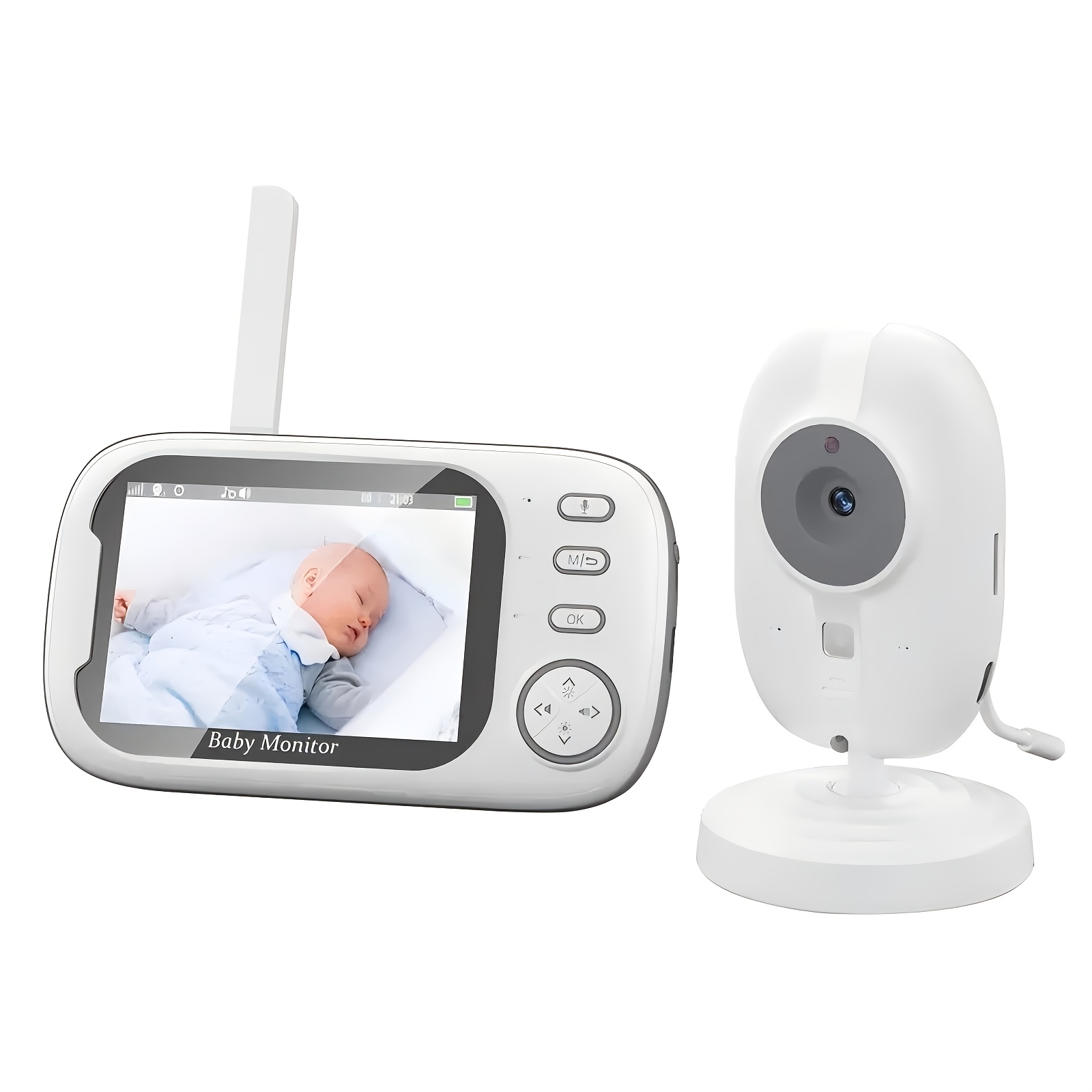 TEMU Baby Camera Monitor, Baby Monitor With Camera Night Vision, No Wifi, 5" Screen, 2-way Talk, Vox Mode, Feeding Reminder Temperature Sensor And 8
