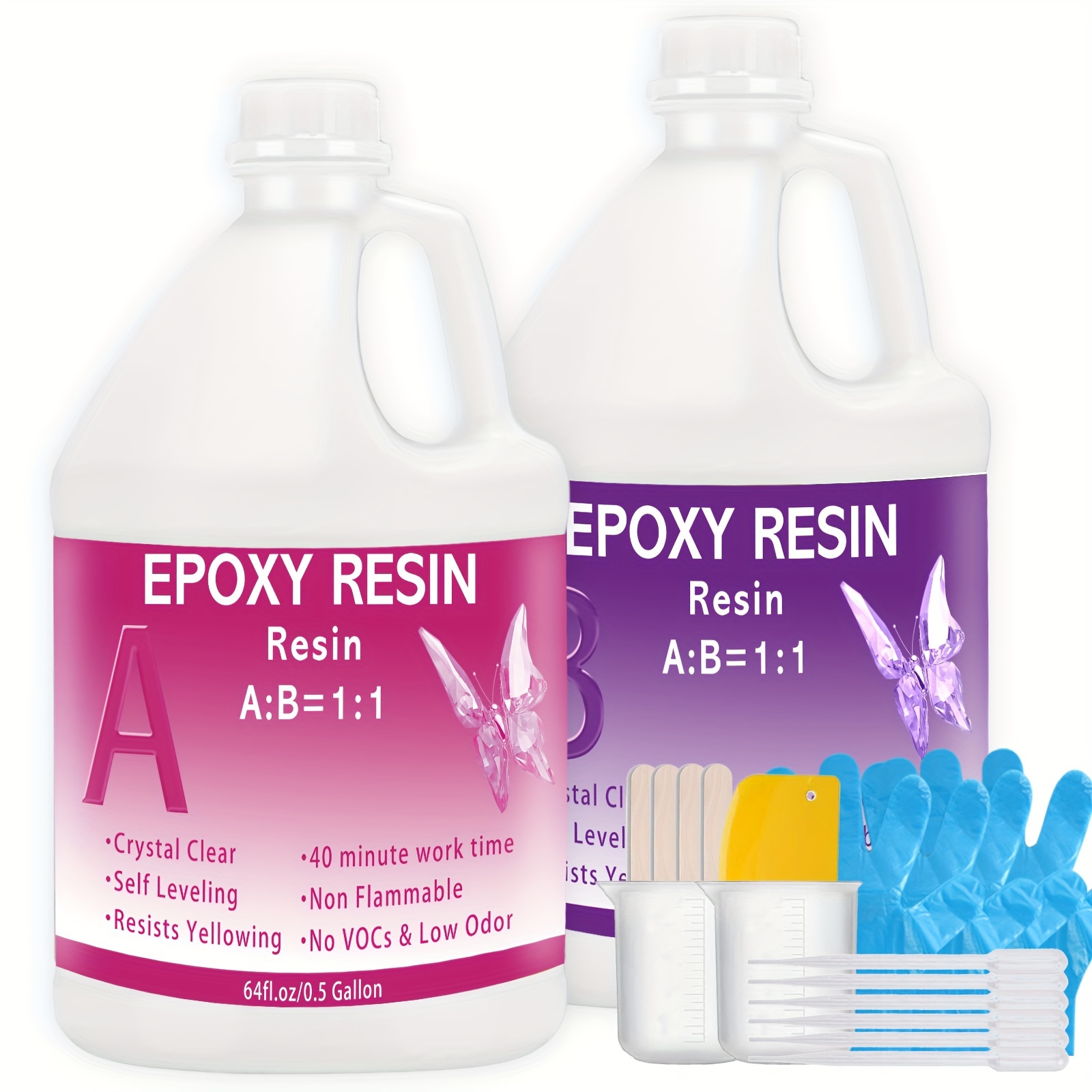 

Epoxy Resin Kit - 1 Gallon Kit, Crystal Clear, Self-leveling, Uv And Impact Resistant Resin Kit For Art, Jewelry, Tables And Countertops, Easy 1:1 Mix, Diy Crafts